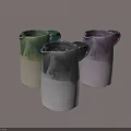Colorful Ceramic Mugs With Green Gray Purple Gradient Design And Handles