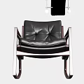 Stylish Black Leather Leisure Chair With Dark Wooden Rocking Frame Design