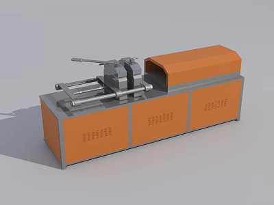 Industrial Processing Equipment With Orange Casing And Metal Structure Cabinet Base 3d model