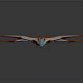 Orange and White Sleek Winged Spaceship with Aerodynamic Design for Interstellar Travel