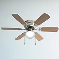 Modern Ceiling Fan With Wooden Blades Metallic Accents And Integrated Light Bulb