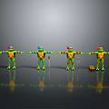 Teenage Mutant Ninja Turtles Four Characters With Different Colored Masks Holding Weapons In Standing Pose