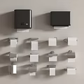 Black And Silver Household Supplies With Tissue Holders And Boxes Neatly Arranged 3d model