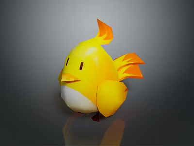 Cute Yellow Bird Game and Movie Character 3D Model with Orange Wings and White Belly 3d model