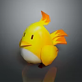 Cute Yellow Bird Game and Movie Character 3D Model with Orange Wings and White Belly