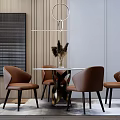 Modern Dining Table and Chair Combination Simple Dining Table and Chair Combination 3d model