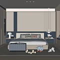 Modern Kids Room Interior With Bed Toys Wardrobes And Window Blinds
