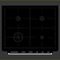 Modern Black Freestanding Oven With Multiple Burners Control Knobs And Glass Door 3d model
