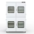 Laboratory White Storage Cabinet With Glass Doors Four Shelves And Wheels