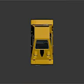 Unique Yellow Compact Car With Round Headlights And Black Stripes Design