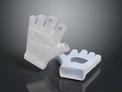 White Fingerless Gloves With Textured Design Two Pieces Stylish Comfort Accessory 3d model