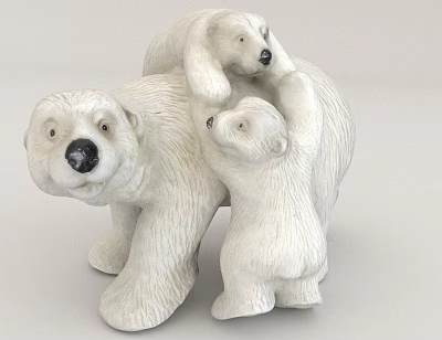 White Polar Bear Sculpture With Adult And Cubs In Naturalistic Design 3d model White Polar Bear Sculpture With Adult And Cubs In Naturalistic Design 3d model