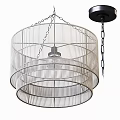 Layered Metal Wire Frame Circular Modern Chandelier With Chain Hanging Design
