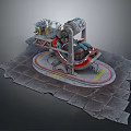 Mechanical Industrial Device Featuring Circular Base Metal Components And Seat 3d model