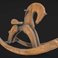 Vintage Wooden Rocking Horse With Classic Design And Natural Wood Structure