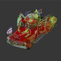 Red Fire Truck With Decorative Wings Ladder And Stylized Equipment Details
