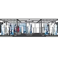 Modern Clothing Store Interior With Display Racks Fitting Rooms And Central Stand