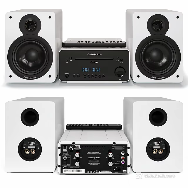 High Performance White Home Audio Headphone Speaker System With Amplifier And Dual Speakers 3d model 