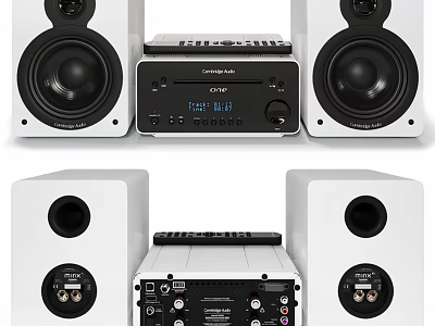 High Performance White Home Audio Headphone Speaker System With Amplifier And Dual Speakers 3d model