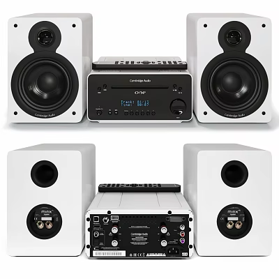 High Performance White Home Audio Headphone Speaker System With Amplifier And Dual Speakers 3d model