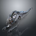 3D Artistic Character Metal Skeleton Creature With Intricate Silver Bone Structure
