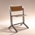 Modern Minimalist Leisure Chair With Brown Backrest And Metal Seat Frame Legs