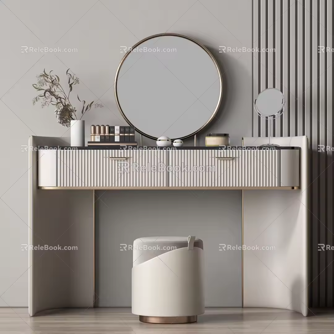 Light Luxury Dressing Table Dressing Table Stool Combination 3d model