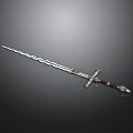 Wavy Blade Sword with Golden Decorated Hilt and Brown Grip Design