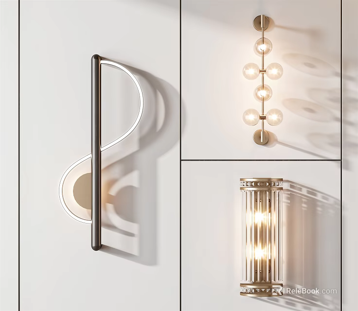 Modern Wall Lamp With Sleek Metal Frame And Glass Elements For Warm Lighting Effect 3d model 