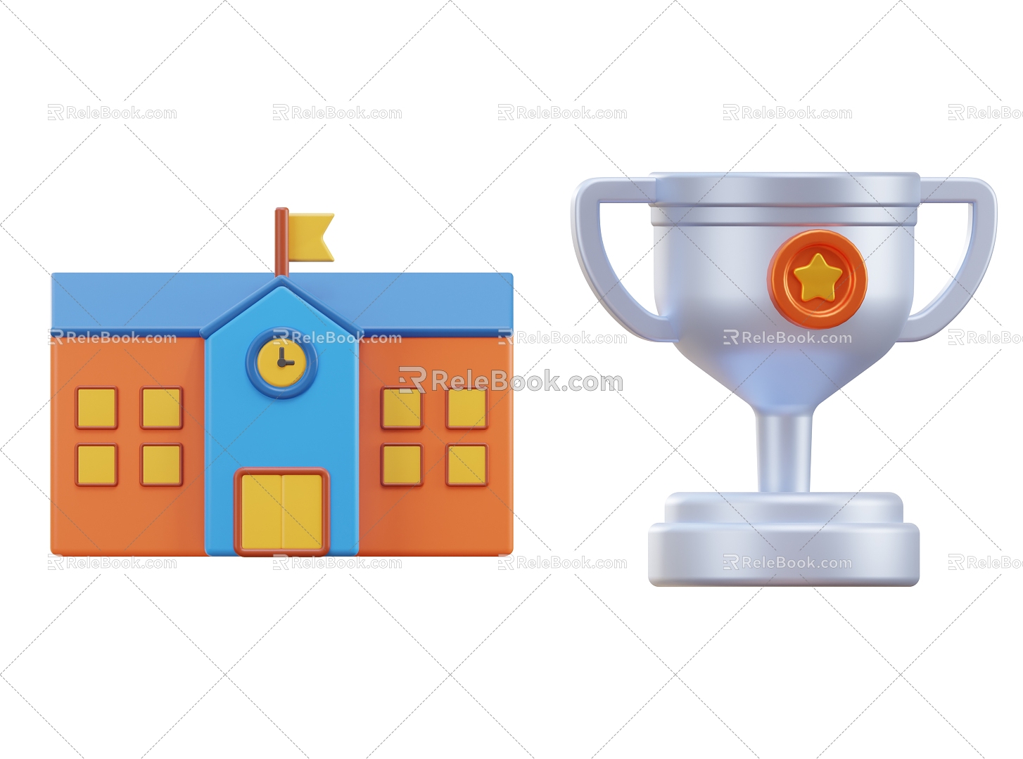 Trophy Silver Cup School School Icon Trophy Icon model