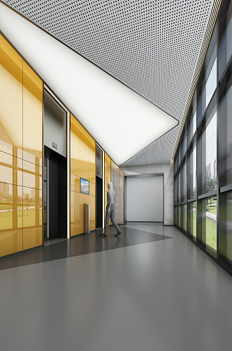 modern elevator hall elevator aisle hall 3d model