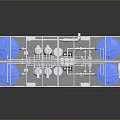 Industrial Equipment Model Featuring Metal Frame Blue Tanks And Piping Components