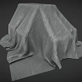 Textured Gray Fabric Covering Object With Wrinkles On Dark Background 3d model