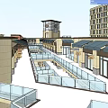 Modern Commercial Complex With Multi Story Buildings Green Roofs And Retail Spaces