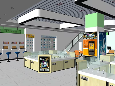 Modern Digital Store Interior Design With Display Cabinets And Electronic Products 3d model