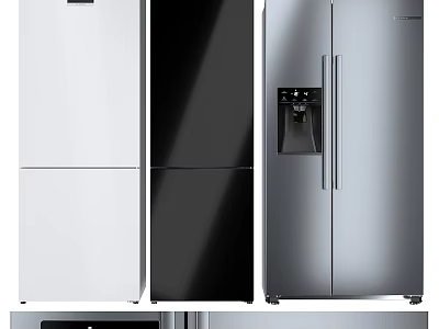 Modern Refrigerators And Freezers Featuring White Black Silver Colors And Sleek Designs 3d model