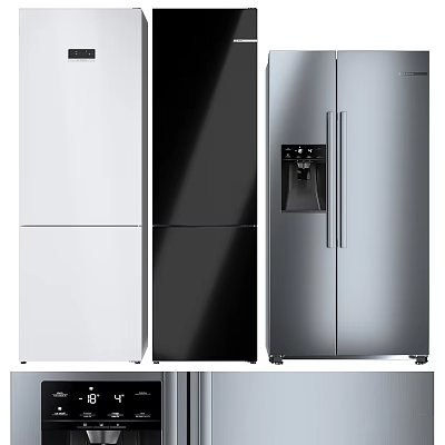 Modern Refrigerators And Freezers Featuring White Black Silver Colors And Sleek Designs 3d model