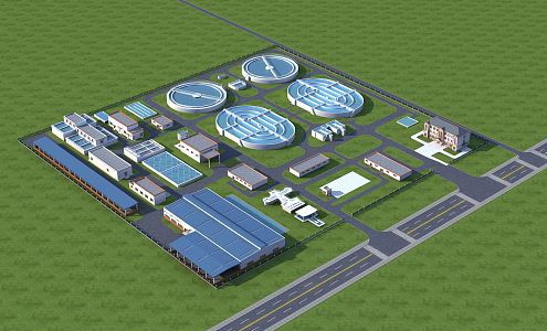 modern plant sewage treatment plant 3d model