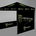 Black Monster Energy Promotional Tent With Side Panels And Brand Logo