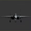 Gray Fighter Jet with Sleek Design Twin Tails Cockpit and Landing Gear