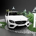 Lush Plant Combination With White Mercedes Car Letter E Gravel Ground And Star Shaped Lights