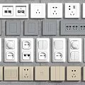 Modern Switch Panels with Various Designs Different Colors and Socket Combinations