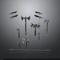 Various Types Of Weapons Collection Including Axes Hammers Swords And Chains