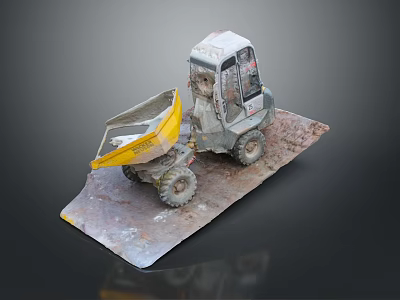 Utility Vehicle With Yellow Bucket Gray Cabin On Muddy Construction Work Site 3d model