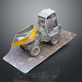 Utility Vehicle With Yellow Bucket Gray Cabin On Muddy Construction Work Site