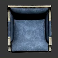 Elegant Blue Upholstered Chair With Gold Frame Armrests And Classic Legs