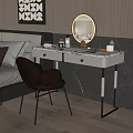 Modern Bedroom Dressing Table With Round Mirror Drawers Cosmetics And Chair Design