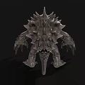 3D Rendering of Fierce Monster With Sharp Spikes Claws and Menacing Teeth