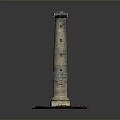 Ancient Brick Tower Historical Architecture With Stone Base And Green Vegetation