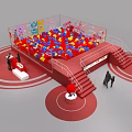 Vibrant Interactive Area Design With Red Frame Colorful Interactive Elements And Circular Zones 3d model